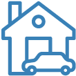 Graphic of home with car in front